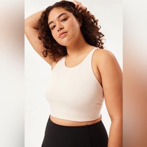 Girlfriend Collective Topanga Halter Bra Top in Ivory, Size XXL